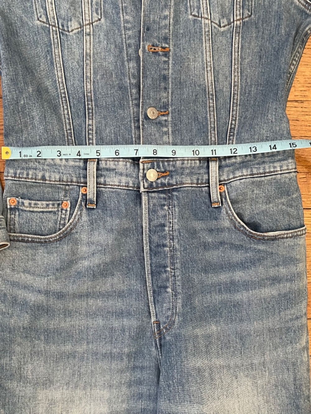Levi’s Kick Flare Long Sleeve Denim Jumpsuit - Picture 6 of 12